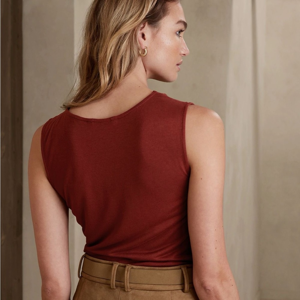 Banana Republic Asymmetrical Rayon Top in Dark Spiced Rum - Picture 4 of 11